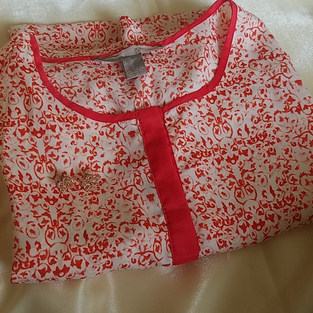 Forever 21 Orange Print Summer Dress, Size:xs